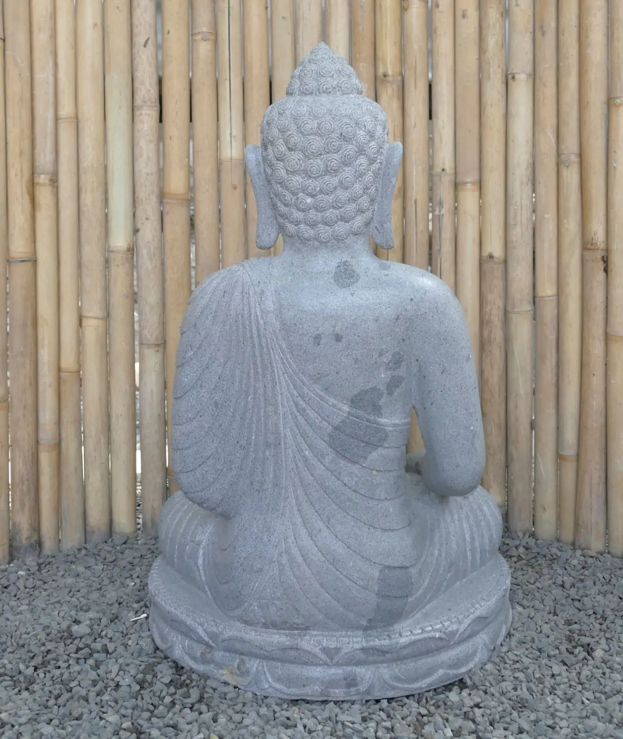  Product image 6 of the product “Seated Buddha made of Riverstone in Bhumisparsha - gesture of touching the earth. 86cm height. ”